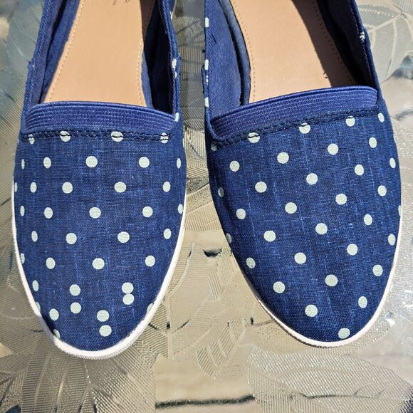 BASS SUSIE SLIP ON BOAT SHOES WOMENS SIZE 6.5M BLUE WHITE POLKA DOT SHOE LOAFER - Picture 7 of 8